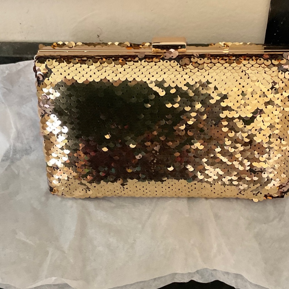 Urban Expressions Gold Sequin Top-Frame Clutch